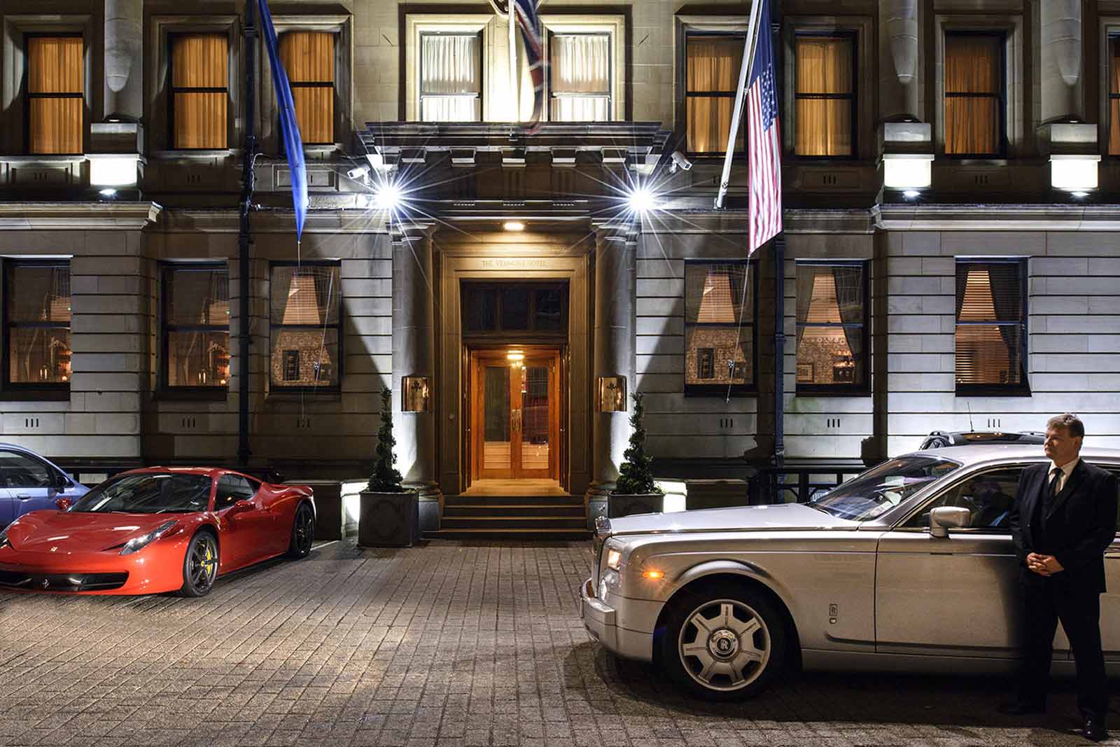 Front door to the Vermont Hotel in Newcastle upon Tyne